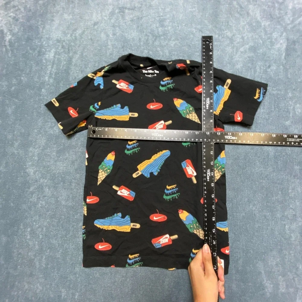 Nike T-Shirt Kids Small Black Ice Cream Print Short Sleeve Crew Neck Casual Wear